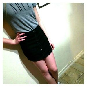 Black 'washed' denim skirt